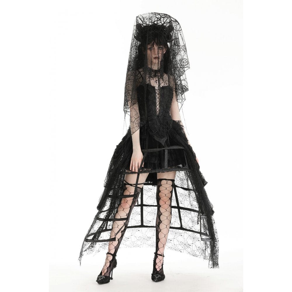 Darkinlove Women's Gothic Spider Web Mesh Wedding Veil