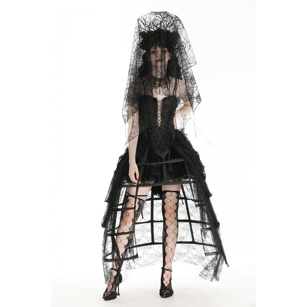 Darkinlove Women's Gothic Spider Web Mesh Wedding Veil