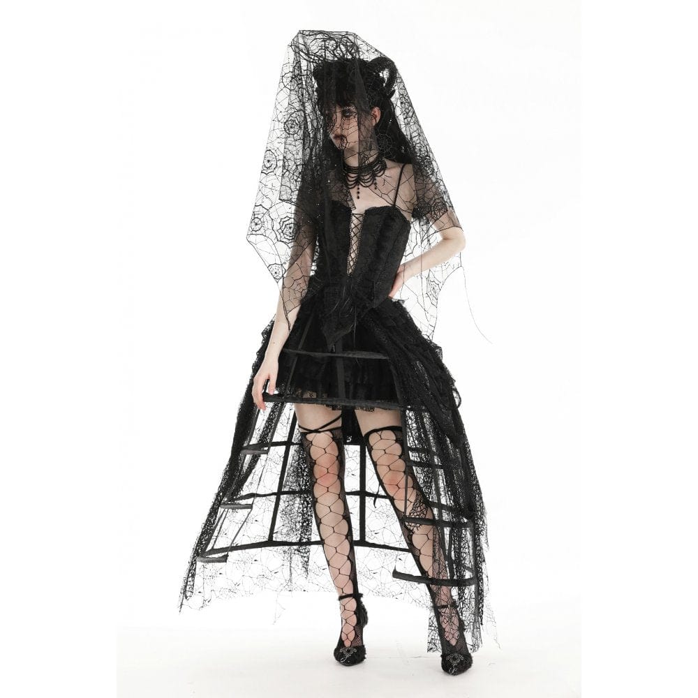 Darkinlove Women's Gothic Spider Web Mesh Wedding Veil