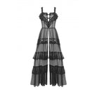 Darkinlove Women's Gothic Split Sheer Mesh Slip Dress