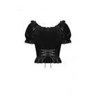 Darkinlove Women's Gothic Square Collar Short Puff Sleeved Velet Top