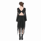 Darkinlove Women's Gothic Square-cut Collar Floral Lace Bell Sleeve Top