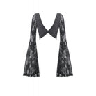 Darkinlove Women's Gothic Square-cut Collar Floral Lace Bell Sleeve Top