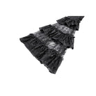 Darkinlove Women's Gothic Square Neck Jacquard Tiered Bell Sleeve Lace Mesh Maxi Dress
