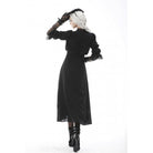 Darkinlove Women's Gothic Stand Collar Lace Splice Maxi Wedding Dress