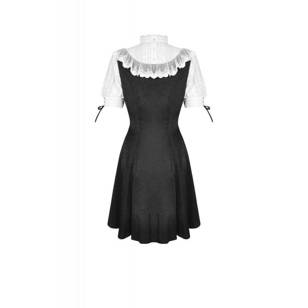 Darkinlove Women's Gothic Stand Collar Lolita Doll Midi Dresses