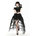 Darkinlove Women's Gothic Stand Collar Ruffled Lace Cape