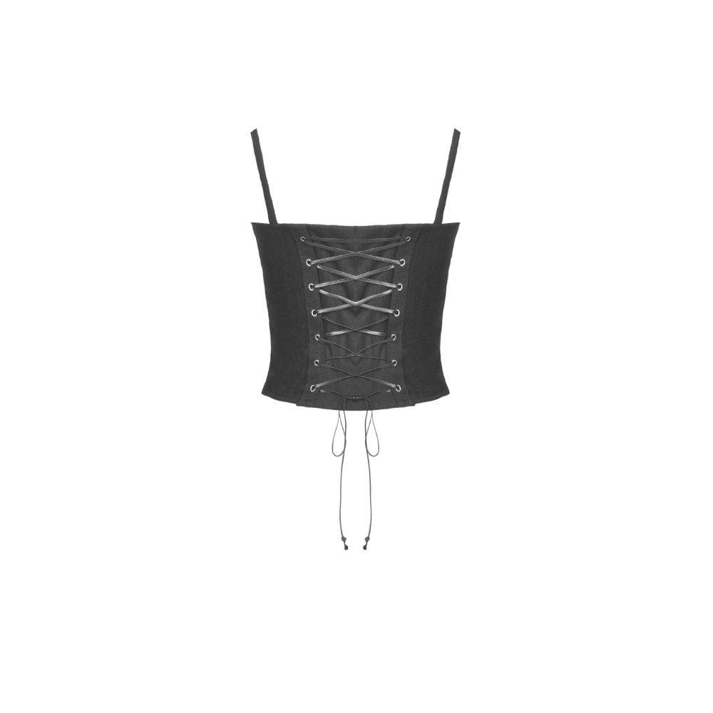 Darkinlove Women's Gothic Strappy Bustiers With Belt