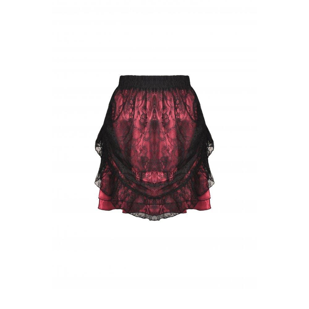 Darkinlove Women's Gothic Strappy Lace Splice Mini Skirt