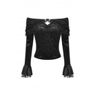 Darkinlove Women's Gothic Strappy Off Shoulder Ruched Shirt