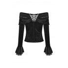 Darkinlove Women's Gothic Strappy Off Shoulder Ruched Shirt