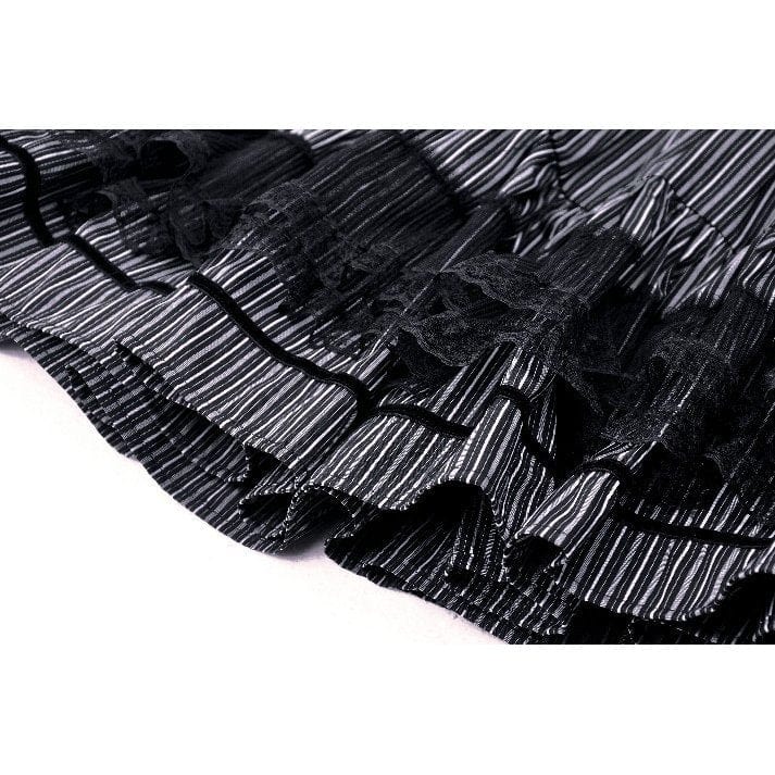 Darkinlove Women's Gothic Striped Lace Splice Skirt