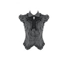 Darkinlove Women's Gothic Striped Turn-down Collar Shirt with Detachable Tie
