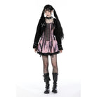 Darkinlove Women's Gothic Studded Sherpa Jacket with Hood