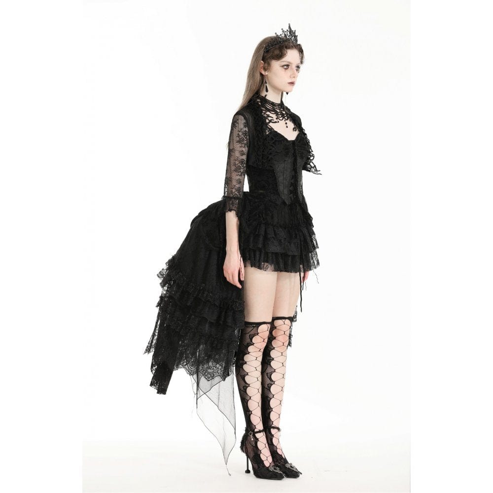 Darkinlove Women's Gothic Thorn Ruffled Lace Cape