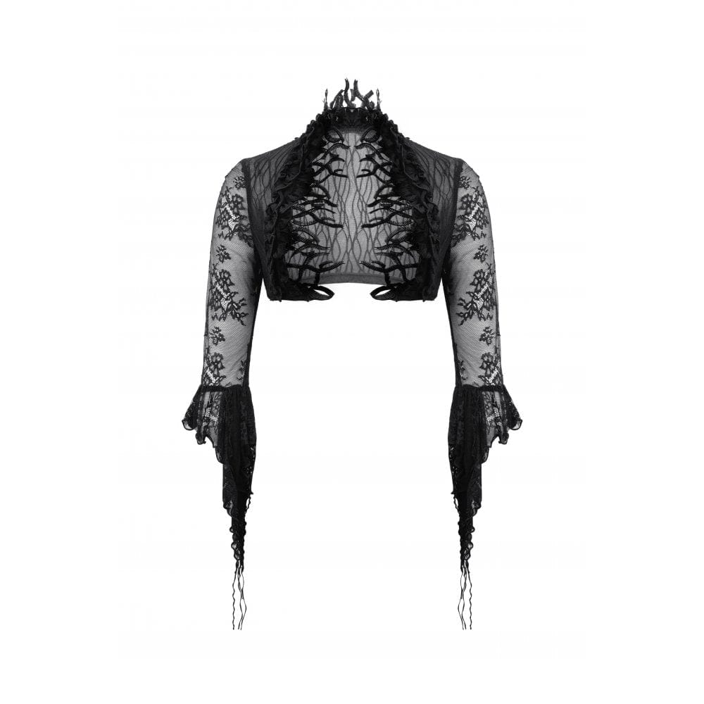 Darkinlove Women's Gothic Thorn Ruffled Lace Cape