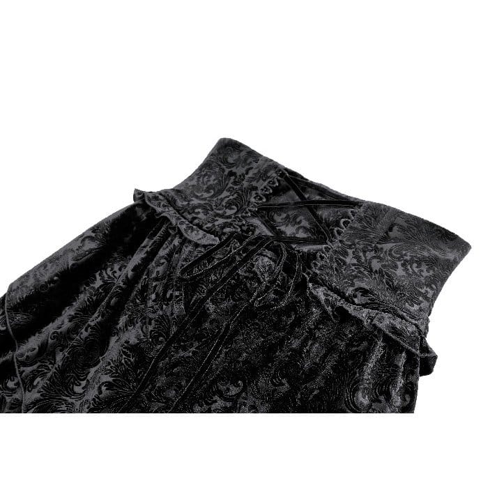 Darkinlove Women's Gothic Tiered Ruffle High-Low Hem Embossed Velvet Underbust Corset Skirt