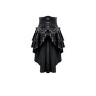 Darkinlove Women's Gothic Tiered Ruffle High-Low Hem Embossed Velvet Underbust Corset Skirt