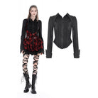 Darkinlove Women's Gothic Turn-down Collar Ruffled Shirt Black