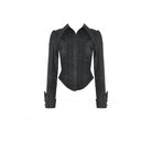 Darkinlove Women's Gothic Turn-down Collar Ruffled Shirt Black