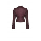 Darkinlove Women's Gothic Turn-down Collar Ruffled Shirt Red