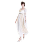 Darkinlove Women's Gothic Two-tone Square-cut Collar Angel Bell Sleeve Lace Chiffon Maxi Dress