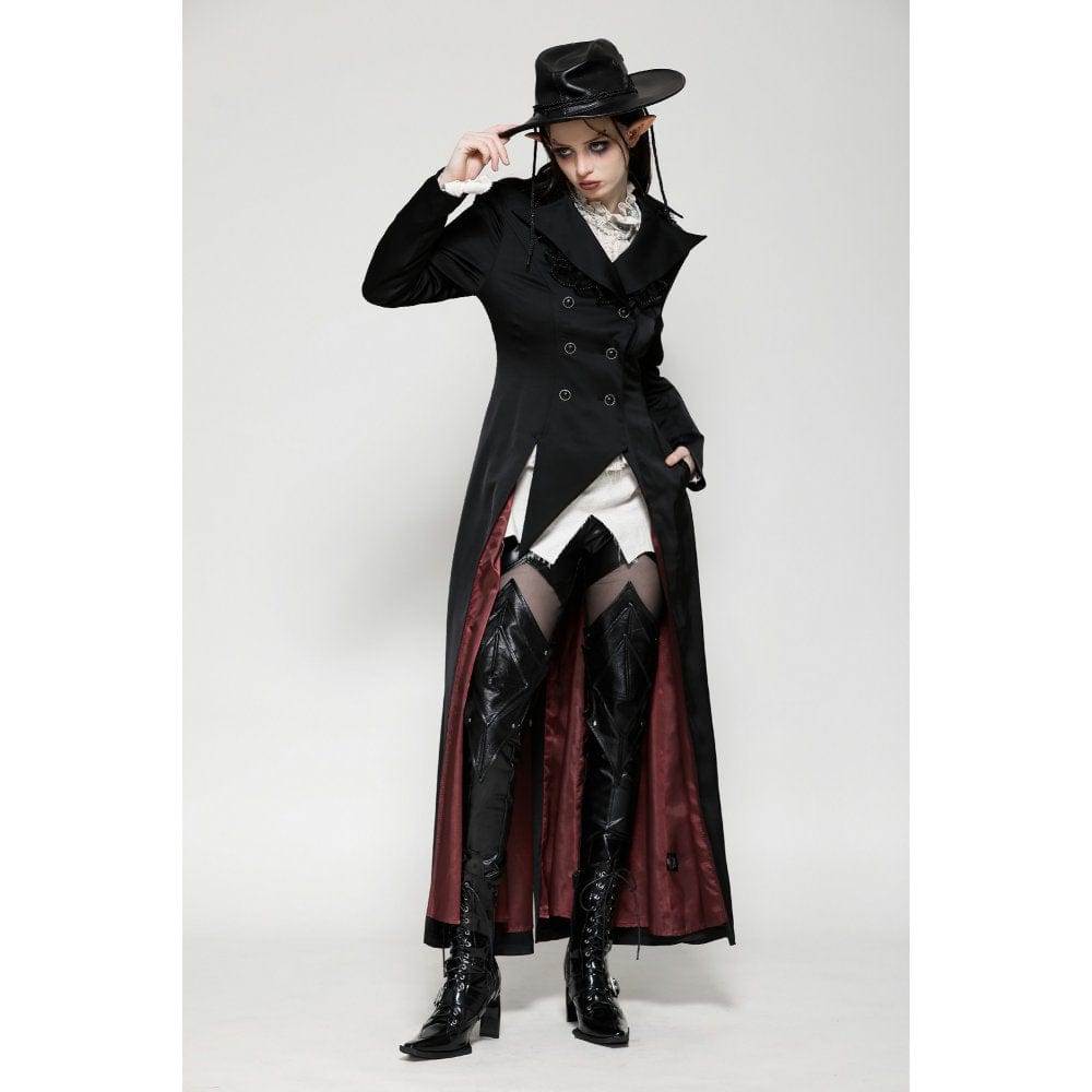 Darkinlove Women's Gothic Vampire Button Jacket Black Red