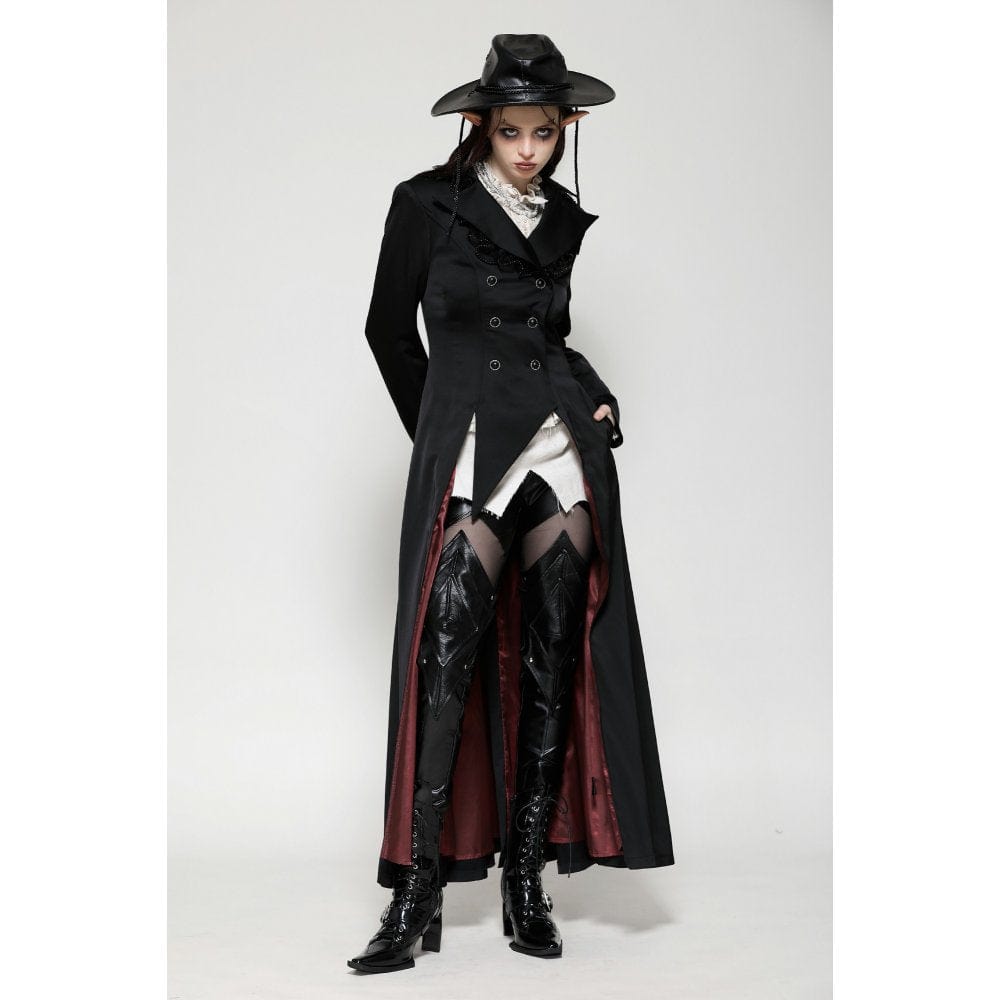 Darkinlove Women's Gothic Vampire Button Jacket Black Red