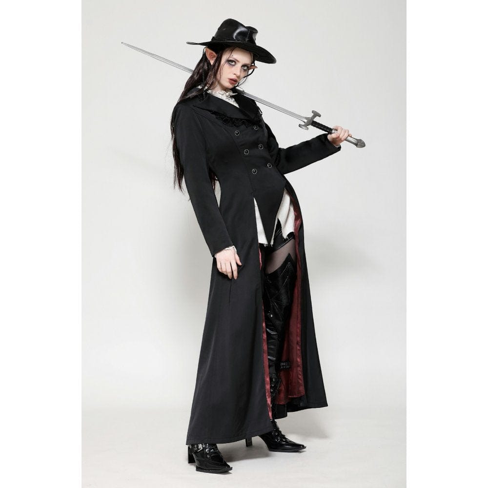 Darkinlove Women's Gothic Vampire Button Jacket Black Red