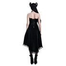 Darkinlove Women's Gothic Velvet Colorblock Bat Wing Cut Edge Overbust Corset