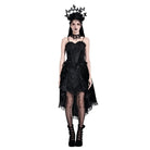 Darkinlove Women's Gothic Velvet Lace-up Ruffle High-Low Skirt