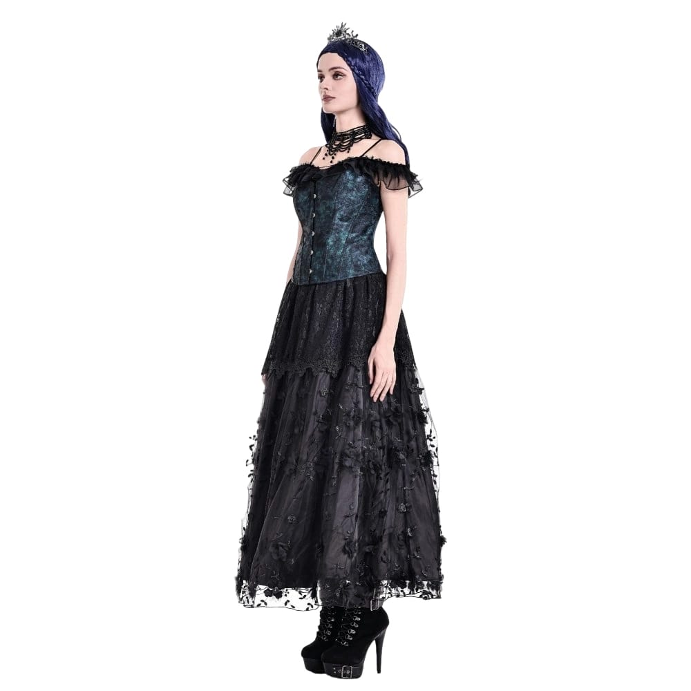 Darkinlove Women's Gothic Vintage Jacquard Lace-up Overbust Corset