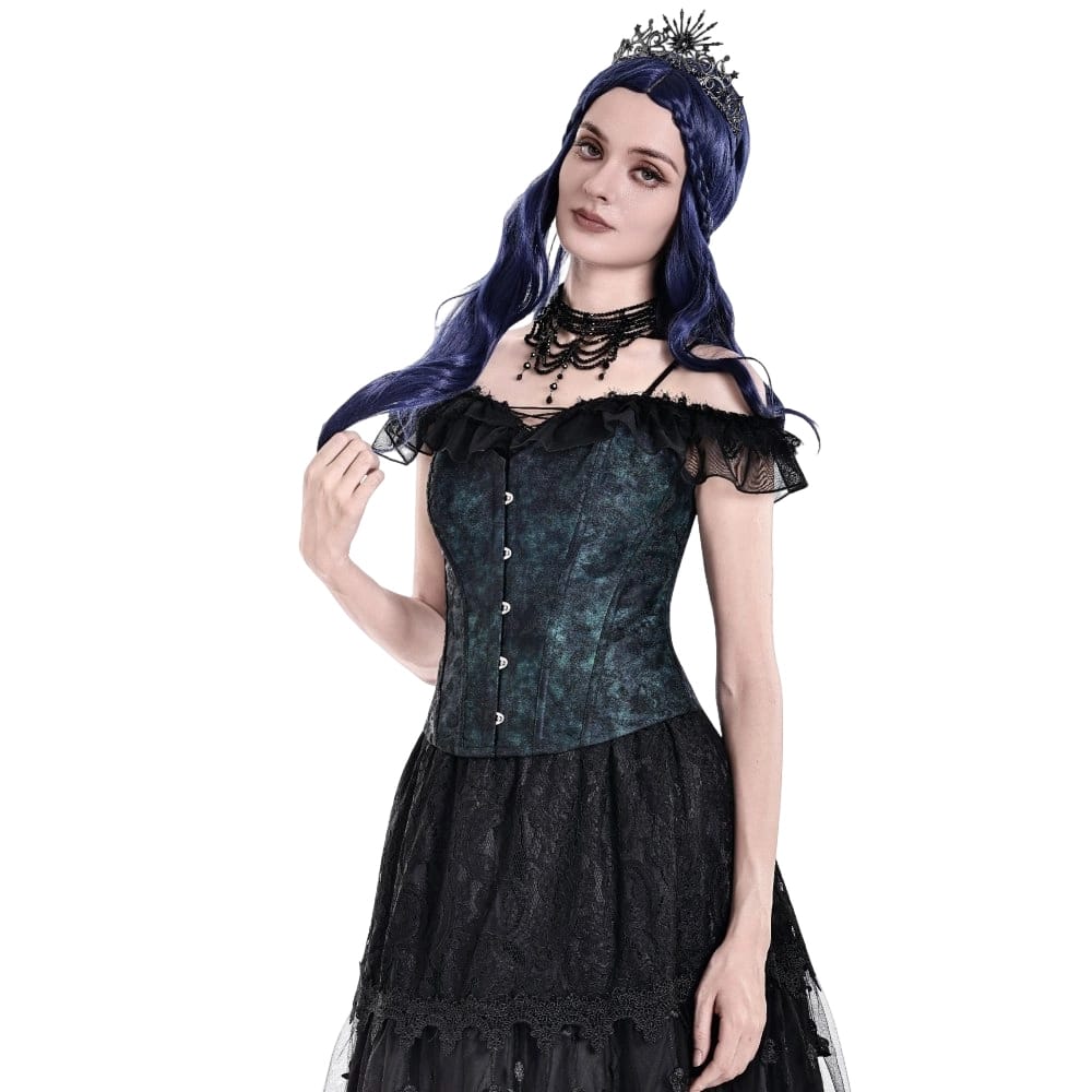 Darkinlove Women's Gothic Vintage Jacquard Lace-up Overbust Corset