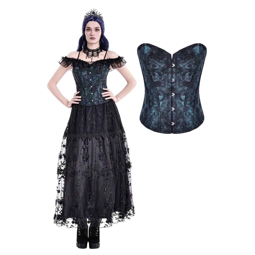 Darkinlove Women's Gothic Vintage Jacquard Lace-up Overbust Corset