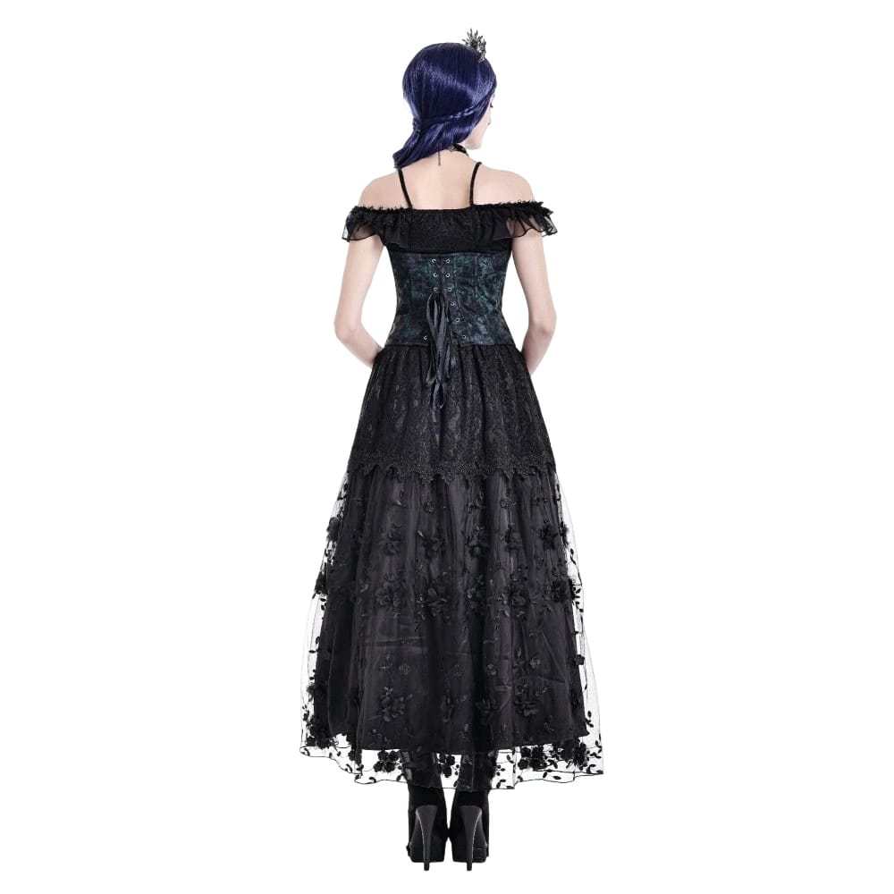 Darkinlove Women's Gothic Vintage Jacquard Lace-up Overbust Corset