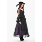 Darkinlove Women's Gothic Violet Square-cut Collar Flared Sleeved Maxi Dress