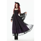 Darkinlove Women's Gothic Violet Square-cut Collar Flared Sleeved Maxi Dress