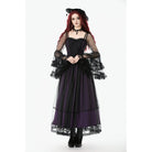 Darkinlove Women's Gothic Violet Square-cut Collar Flared Sleeved Maxi Dress