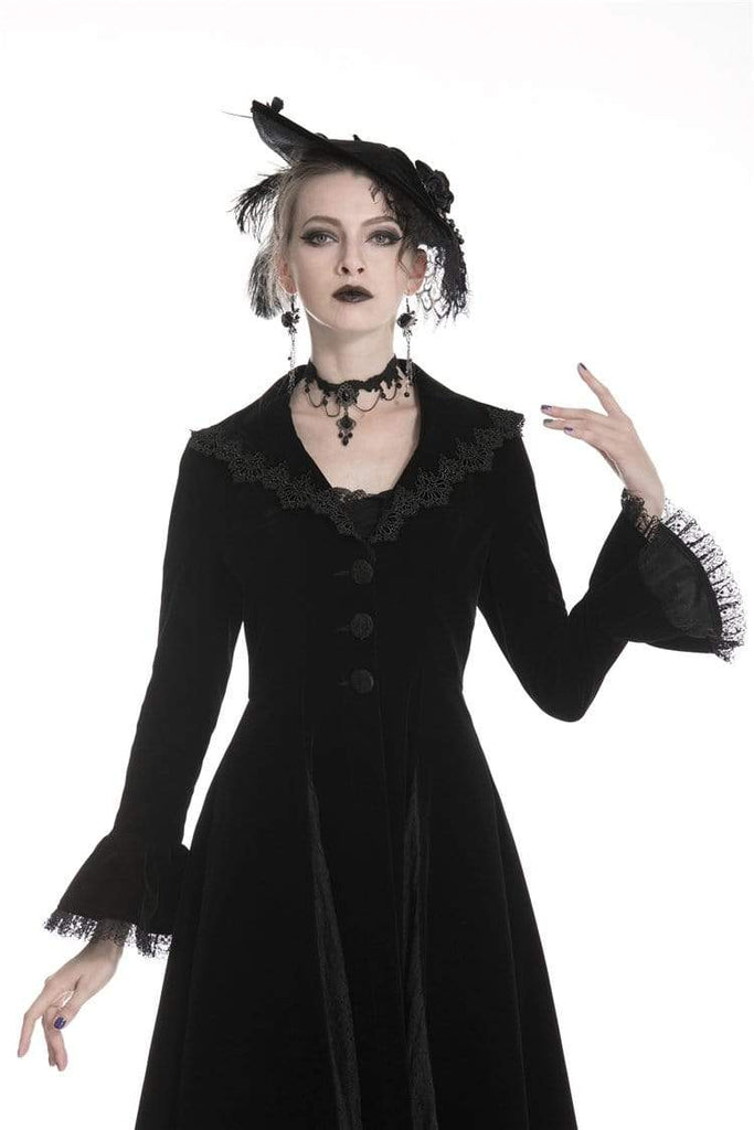 Darkinlove Women's Gothic  Warm Belted Dresses With Clamped Lace Hem