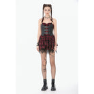 Darkinlove Women's Grunge Buckle-up Plaid Slip Dress