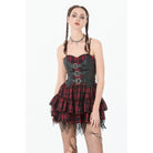 Darkinlove Women's Grunge Buckle-up Plaid Slip Dress