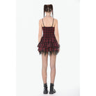 Darkinlove Women's Grunge Buckle-up Plaid Slip Dress