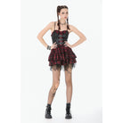 Darkinlove Women's Grunge Buckle-up Plaid Slip Dress