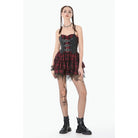 Darkinlove Women's Grunge Buckle-up Plaid Slip Dress