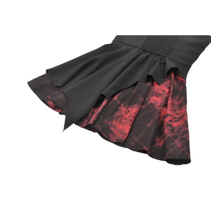 Darkinlove Women's Grunge Red Tie-dye Heart Straps Slip Dress