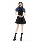 Darkinlove Women's Grunge Stand Collar Striped Splice Dress