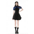 Darkinlove Women's Grunge Stand Collar Striped Splice Dress