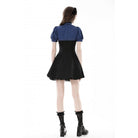 Darkinlove Women's Grunge Stand Collar Striped Splice Dress