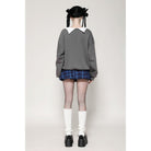 Darkinlove Women's Grunge Stars Plaid Short Skirt Blue