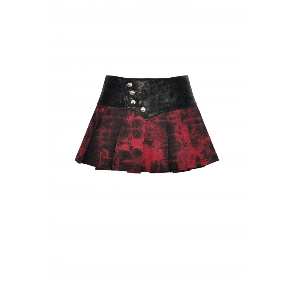 Darkinlove Women's Grunge Tie-dyed Splice Pleated Skirt